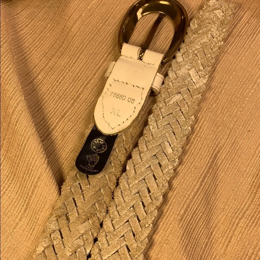 Lady Canterbury braided white leather EUC belt